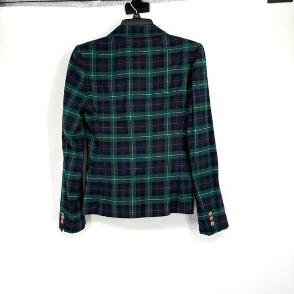 J. Crew Y2K Tartan Plaid Wool Blend Blazer Academia Business Holiday Size 2 - Picture 5 of 10